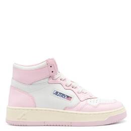 Autry Ladies Pink Medalist Panelled Leather Sneakers, Brand Size 41 ( US Size 11 ) aumwwb37-leat/leat wht/blshbrd