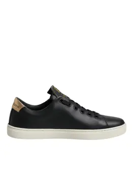 Dolce & Gabbana Black Leather Gold Red Heart Sneakers Shoes - EU35/US4.5 la12529-35