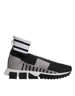 Dolce & Gabbana Black Gray Sorrento Socks Men Sneakers Shoes - EU35.5/US5 la12550-35.5