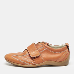 Tod's Orange Leather Velcro Strap Sneakers Size 38 1148385