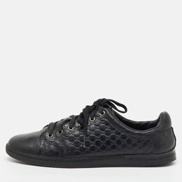 Gucci Black MicroGuccissima Leather Low Top Sneakers Size 38.5 1146937