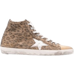 Женские кроссовки Golden Goose Francy из розовой кожи со звездой и синим блестящим каблуком 7867110686780 | multi