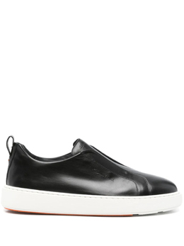 Кроссовки кожаные без застежек Santoni, черный mbcd21995bartmvin01 | черный