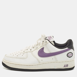Nike White/Purple Leather Air Force 1 Low Hoops White Canyon Purple Sneakers Size 40.5 1149603