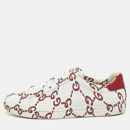 Gucci White Leather Ghost GG Ace Sneakers Size 40 1152703