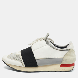 Balenciaga White Mesh and Leather Race Runner Sneakers Size 41 1152676