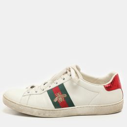Gucci White Leather Leather Ace Bee Embroidered Low Top Sneakers Size 39 1153131