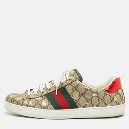 Gucci Beige/Brown GG Supreme Canvas Bee Ace Sneakers Size 45.5 1153216