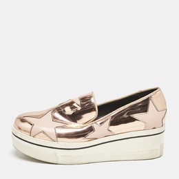 Stella McCartney Rose Gold Faux Leather Elyse Star Slip On Sneakers Size 37 1150082