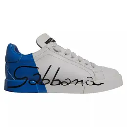 Dolce & Gabbana White Blue Logo Portofino Sneakers Shoes - EU36/US6 la12434#3-36