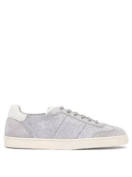 Brunello Cucinelli-Cotton Knit, Suede And Soft Calf Sneakers Sneakers & Slip-On Grey-Uomo 51882866737492