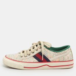 Gucci Multicolor Floral Print Canvas Tennis 1977 Low Top Sneakers Size 37 1154353