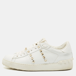 Valentino White Leather Rockstud Untitled Low Top Sneakers Size 39 1156427
