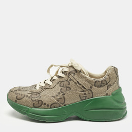 Gucci Beige Canvas Rhyton Low Top Sneakers Size 39.5 1157901