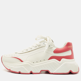 Dolce & Gabbana White/Pink Leather Daymaster Sneakers Size 39 1156260