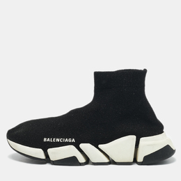 Balenciaga Black Knit Fabric Speed High Top Sneakers Size 39 1158224