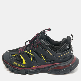 Balenciaga Black Faux Leather and Mesh Track Sneakers Size 40 1156449