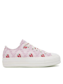Тканевые кроссовки Chuck Taylor All Star Lift Platform Rose Cross Stitch A13660C Converse, розовый 0000304832130 | rosa