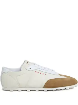 Marni Softy Soccer suede-detail leather sneakers 30554117