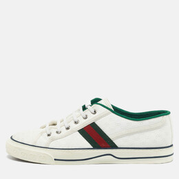 Gucci White Mini GG Jacquard Fabric Tennis 1977 Low Top Sneakers Size 43 1161042