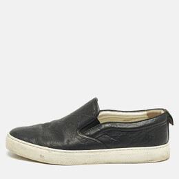 Gucci Black Guccissima Leather Slip On Sneakers Size 44.5 1162265
