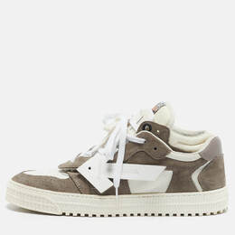 Off-White White/Grey Leather and Suede Out of Office Low Top Sneakers Size 45 1162891
