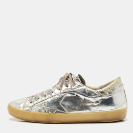 Golden Goose Silver Leather Superstar Low Top Sneakers Size 39 1162398