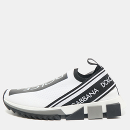 Dolce & Gabbana Black/White Stretch Fabric Sorrento Slip-On Sneakers Size 39 1156387