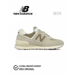 Кроссовки New Balance 574, полнота F, размер 38 RU, бежевый/оливковый 4367129415