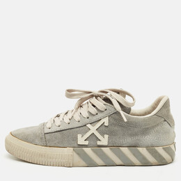 Off-White Grey Suede Vulcanized Low Top Sneakers Size 40 1165651