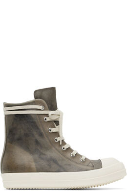 Серые голливудские кожаные кроссовки Rick Owens 17327391 | dust/milk/milk