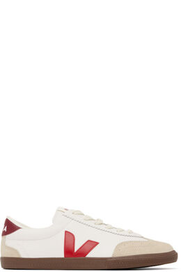 Белые и красные кожаные кроссовки Volley Veja 16930161 | white/pekin/bark