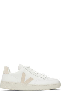 Кроссовки V-12 из белой и бежевой кожи Veja 16823141 | white/sable