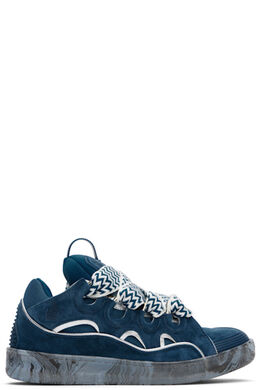 Синие кожаные кроссовки с мраморной подошвой Lanvin 17035011 | blue/silver