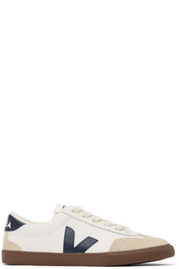 Белые и темно-синие кожаные кроссовки Volley Veja 16830801 | white/nautico/bark
