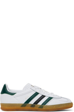 Белые кроссовки Gazelle для дома Adidas 18060011 | cloud white/collegiate green/core black
