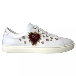 Dolce & Gabbana White Leather Gold Red Heart Sneakers Shoes - EU36.5/US6 la8916-36.5