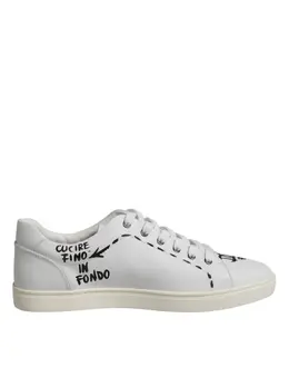 Dolce & Gabbana White London Calf Leather Men Sneakers Shoes - EU39/US6 mv7335-39
