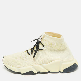 Balenciaga Cream Knit Fabric Speed Sock Lace Up Sneakers Size 39 1166538