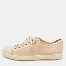 Tod's Beige Leather and Suede Lace Up Sneakers Size 40 1167233