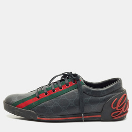 Gucci Black GG Supreme Canvas Classic Web Script Low Top Sneakers Size 39 1166512