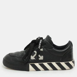 Off-White Black Leather Vulcanized Low Top Sneakers Size 37 1169406