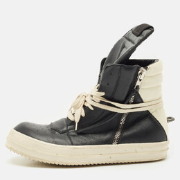 Rick Owens Black Leather Geobasket Sneakers Size 41 1167819