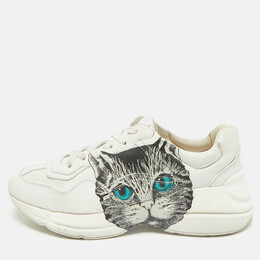 Gucci White Leather Mystic Cat Rhyton Low Top Sneakers Size 39.5 1171576
