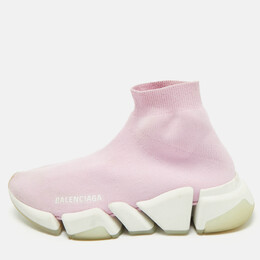 Balenciaga Pink Knit Fabric Speed Trainer Sneakers Size 37 1171542