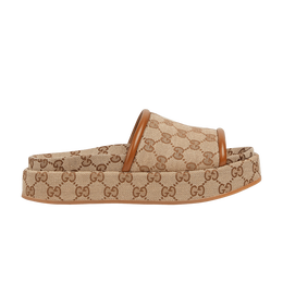 Кроссовки Gucci Wmns Platform Sandal 'GG Canvas - Beige Dark Brown', желто-коричневый 816797 fad9c 9745 | gg canvas - beige dark brown