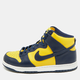 Nike Navy Blue/Yellow Leather Dunk High Michigan Sneakers Size 46 1171331