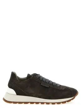 Brunello Cucinelli-Shiny Tab Sneakers Marrone-Donna 52188046197076