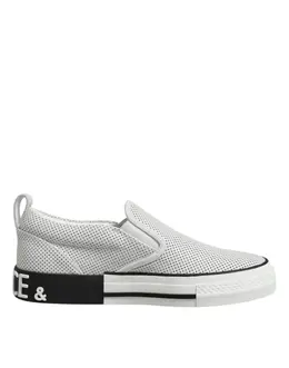 Dolce & Gabbana White Dotted Leather Slip On Men Sneakers Shoes - EU39/US6 mv7398-39