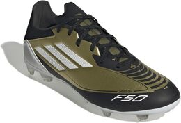 Кроссовки Adidas F50 League Messi Firm Ground Soccer Cleats, цвет Gold Metallic/White/Black 9953586 | gold metallic/white/black